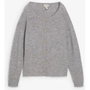bonprix Strickjacke aus wärmendem Alpaka-Mixgrau 36Damen