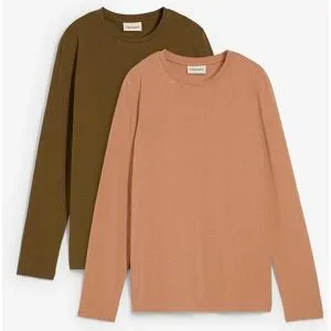 bonprix Slim-Fit Shirt mit reiner Bio-Baumwolle (2er Pack)braun 56Damen