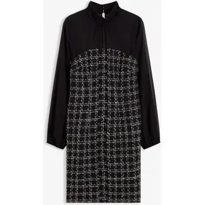 bonprix Minikleid aus Bouclé mit Chiffon Ärmelnschwarz 42Damen