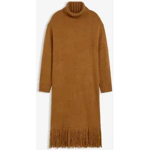 bonprix Strickkleid mit Fransensaumbraun 44Damen