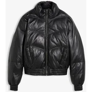 bonprix Leder-Steppjacke aus Lammnappaschwarz 50Damen