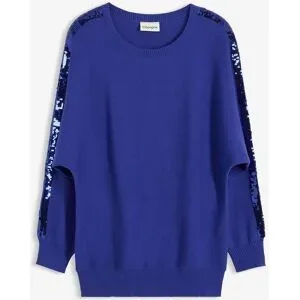 bonprix Feinstrickpullover mit Paillettenblau 36Damen