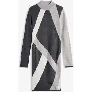 bonprix Jacquard-Strickkleid mit modernen Streifengrau 40Damen