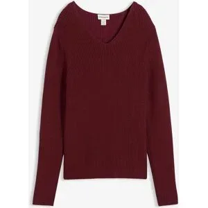 bonprix Rippstrickpullover aus reiner Bio Baumwollerot 36Damen