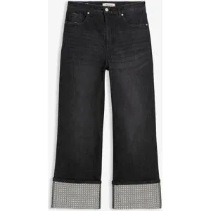 bonprix Straight-Jeans High Waist mit Turn Upschwarz 38Damen