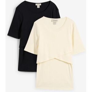 bonprix Ripp-Umstands- und Stillshirts aus reiner Bio-Baumwolle (2er Pack)schwarz 36Damen
