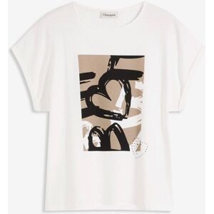bonprix Shirt mit Viskose und Glitzersteinenweiß 44Damen