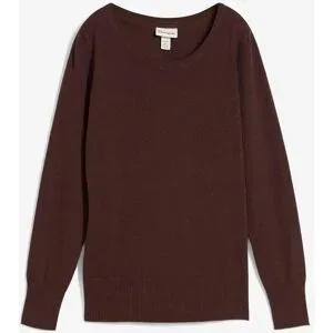 bonprix Basic Pullover mit recycelter Baumwollebraun 48Damen