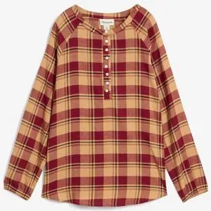 bonprix Flanell-Tunikabluse aus reiner Baumwollerot 46Damen