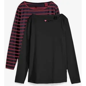 bonprix Langarmshirt mit U-Boot-Ausschnitt (2er Pack)schwarz 48Damen