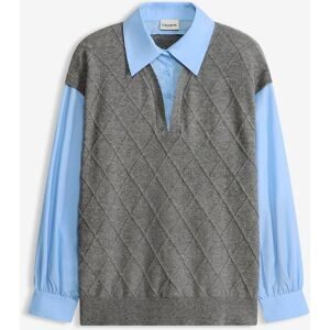 bonprix Pullunder mit Bluseneinsatz und Baumwollanteilgrau 48Damen