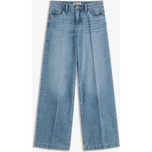 bonprix Wide-Leg-Jeans Mid Waist, Low Stretch Full Lengthblau 48Damen