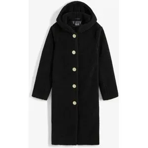 bonprix Teddymantel mit Kapuze und Taschenschwarz 48Damen