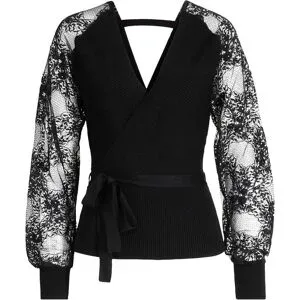 bonprix Feinstrickpullover mit Spitzeschwarz 40Damen