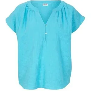 bonprix Musselin-Blusentop aus reiner Baumwolleblau 50Damen
