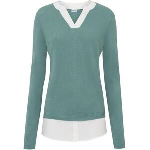 bonprix Feinstrickpullover mit Bluseneinsatzgrün 52Damen