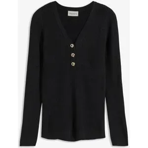bonprix Rippenpullover mit Viskoseschwarz 52Damen