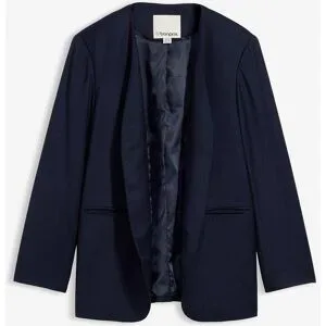 bonprix Kragenloser Blazer aus weichem Woll-Mixblau 40Damen