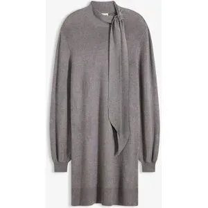 bonprix Strickkleid mit Schleife aus softem Viskose-Mixgrau 36Damen