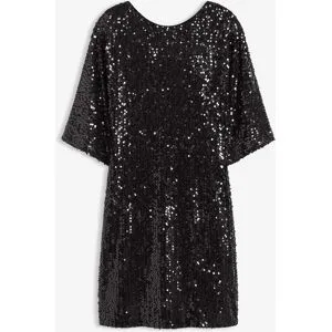 bonprix Paillettenkleid mit Schleifendetailschwarz 40Damen