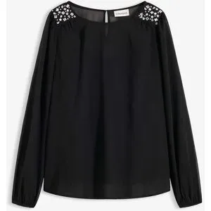 bonprix Chiffonbluse mit Strasssteinverzierungschwarz 38Damen