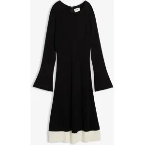 bonprix Strickkleid aus Viskose-Mix mit Kontrastdetailsschwarz 44Damen