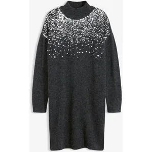 bonprix Strickkleid mit Pailletten-Applikationgrau 44Damen