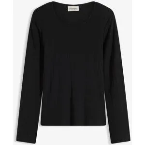 bonprix Geripptes Langarmshirtschwarz 36Damen