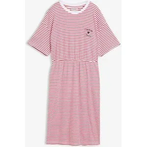bonprix Gestreiftes Jerseykleid mit Stickereirot 40Damen