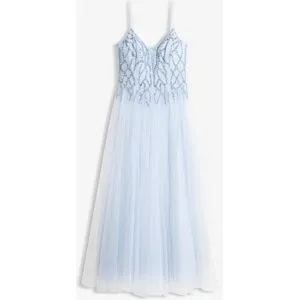 bonprix Abendkleid aus zartem Tüll mit Strasssteinverzierungenblau 40Damen
