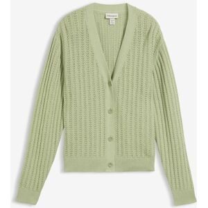 bonprix Ajour-Strickjacke mit Leinenanteilgrün 52Damen