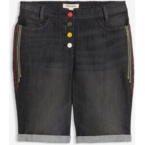 bonprix Jeans Bermuda Mid Waist mit Stickerei und Bequembundschwarz 50Damen