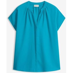 bonprix Kurzarmbluse mit verdeckter Knopfleisteblau 48Damen