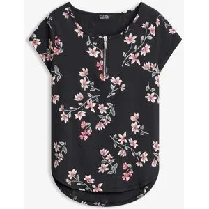 bonprix Blusenshirt Dezente Oversize Passform, mit kurzem Reissverschluss