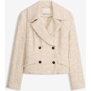bonprix Jacke aus Baumwolljacquard mit Leinenanteilbeige 44Damen