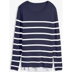 bonprix Stillpullover aus Jersey, gestreifte Optik, figurumspielende Passform