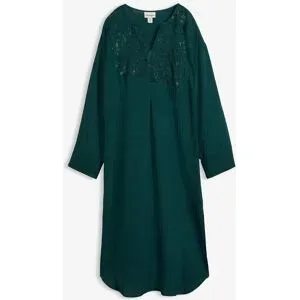 bonprix Leichtes Kaftan-Kleid mit Verzierunggrün 40Damen