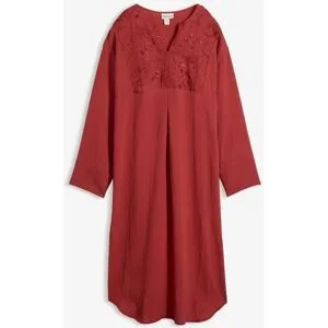 bonprix Leichtes Kaftan-Kleid mit Verzierungrot 40Damen
