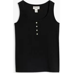 bonprix Hüftlanges Ripp-Topschwarz 36Damen