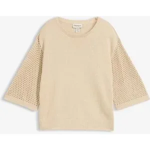 bonprix Pullover aus Baumwoll-Leinen-Mixbeige 52Damen