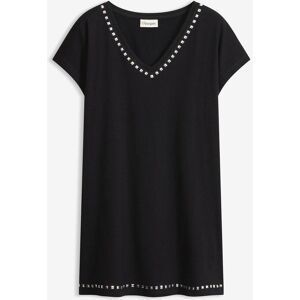 bonprix Longshirt bequeme Passform, mit Nietenapplikation, Kurzarm-Design