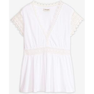 bonprix Shirt mit Spitzeweiß 40Damen