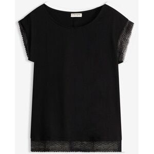bonprix T-Shirt bequeme Passform, überschnittene Schultern, mit Spitzendetails