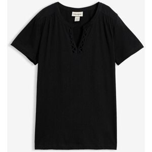 bonprix Baumwoll-Shirt mit dekorativem Ausschnittschwarz 40Damen