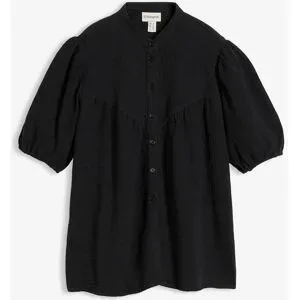 bonprix Kurzarmbluse aus luftigem Musselinschwarz 46Damen