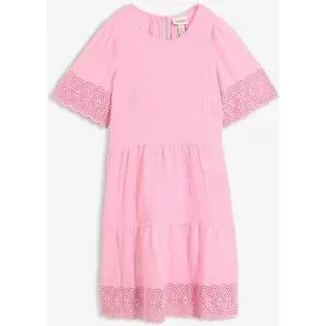 bonprix Kleid aus Musselin mit Lochstickereirosa 44Damen