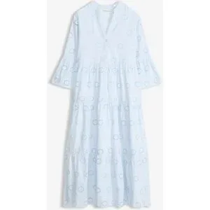 bonprix Midikleid aus reiner Baumwolle mit Lochstickereiblau 36Damen