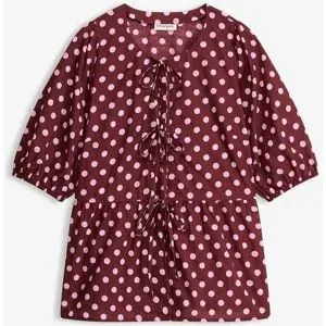 bonprix Bluse mit Schleifen aus reiner Baumwollerot 46Damen
