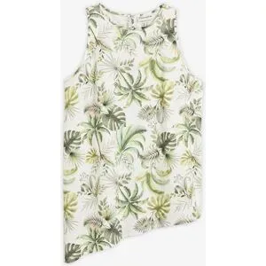 bonprix Bedruckte Bluse aus Leinen-Mixweiß 40Damen