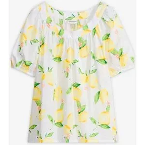 bonprix Bluse aus reiner Baumwolle mit Ballonärmelnweiß 44Damen